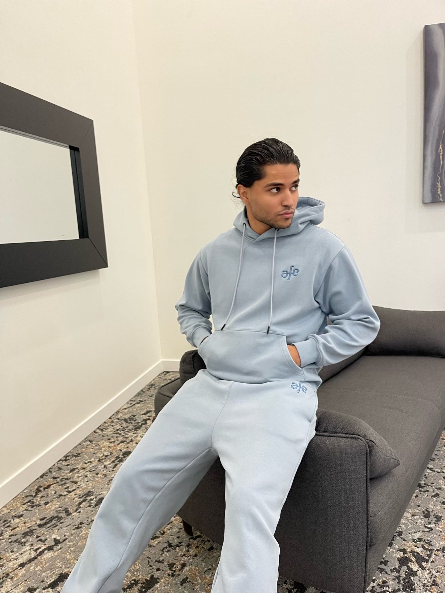 Velvet Sweatpants - Sky Blue